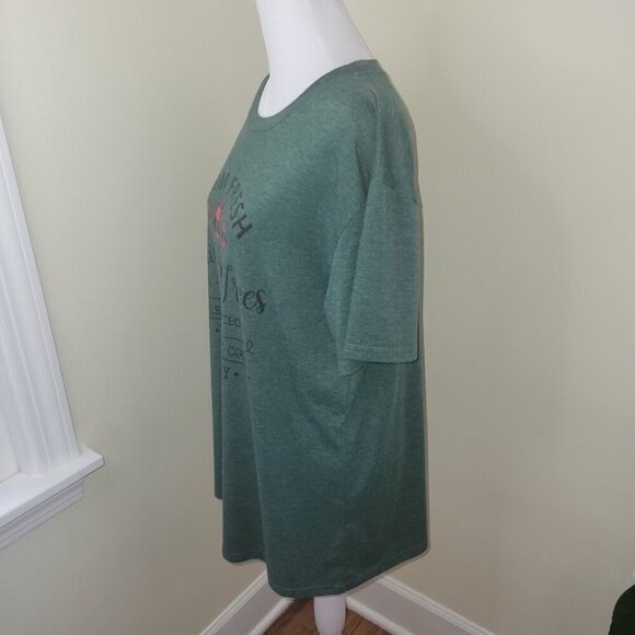 Merry Christmas 2 Short Sleeve T-Shirt Gray & Green Xmas Women's Size XL - Picture 12 of 16